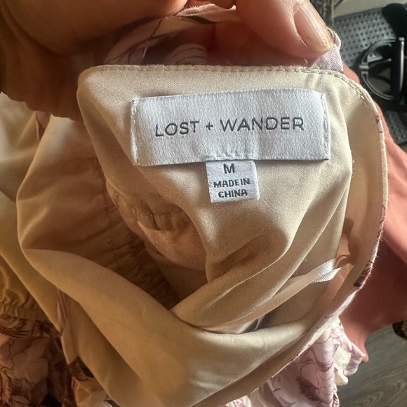Lost + Wander Floral Dress with Pink and Cream Hues - Picture 4 of 6